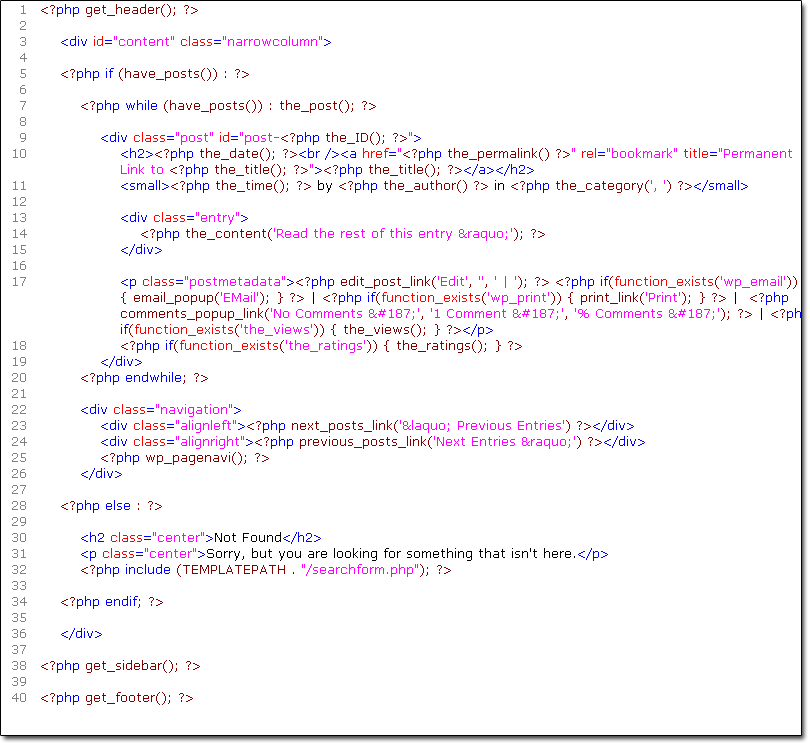 HTML Code For The Default Theme HTML Code For The Default Theme